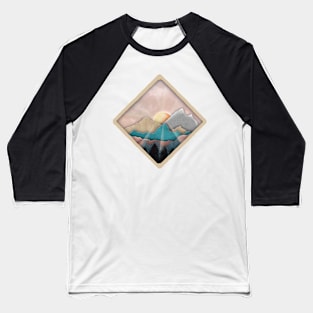 View From the Window - Mountains Papercut // Digital Art Baseball T-Shirt